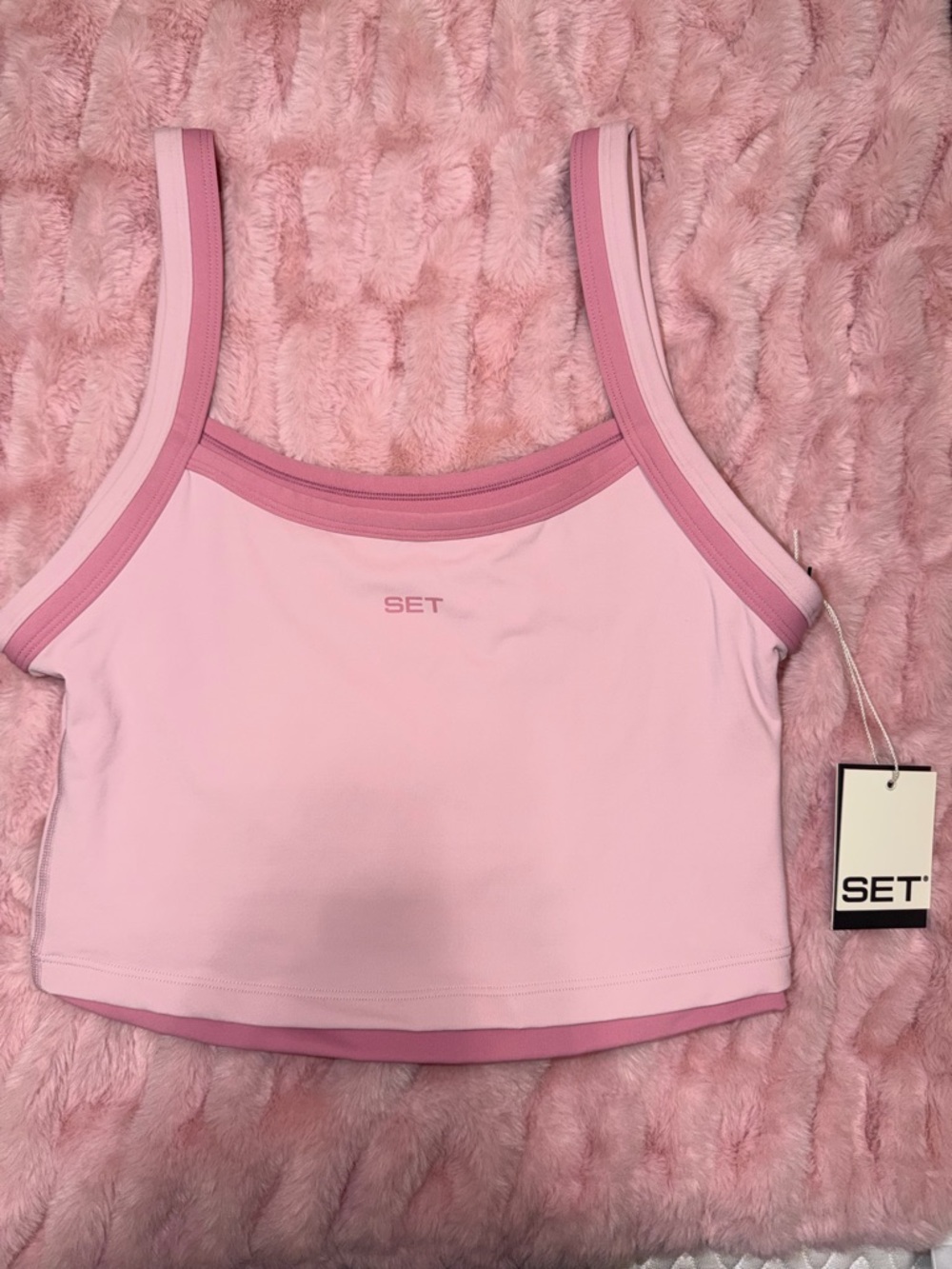 bloom Light Pink Crop Tank & High-Waist Biker Shorts Set - Picture 2 of 7